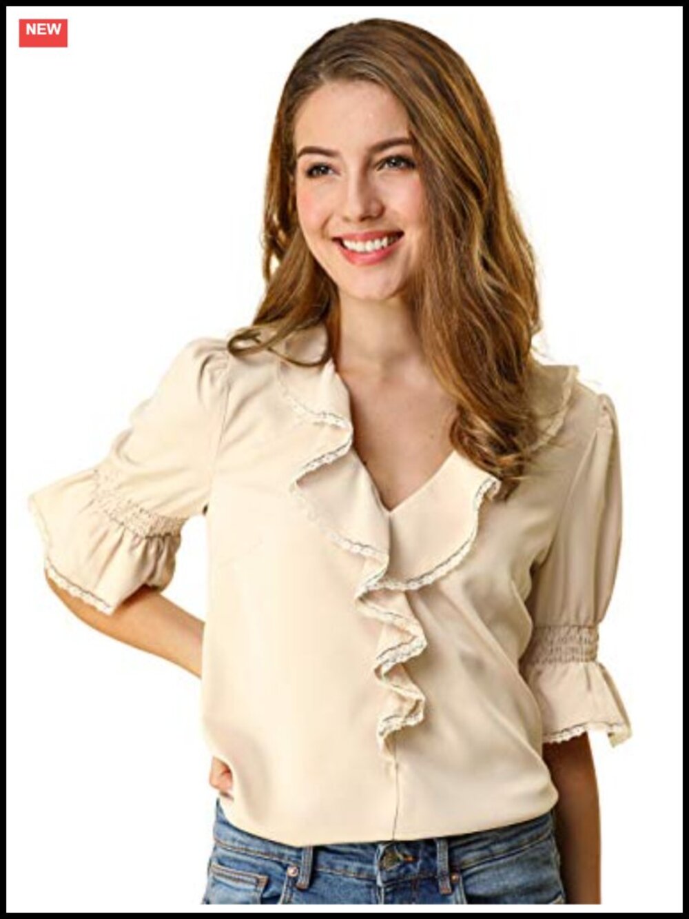 Victorian Blouse Puff Sleeve Ruffle V Neck Chiffon Top
